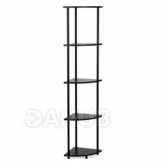 Sarokpolcos állvány 5 polccal nappaliba - 147 cm - fekete