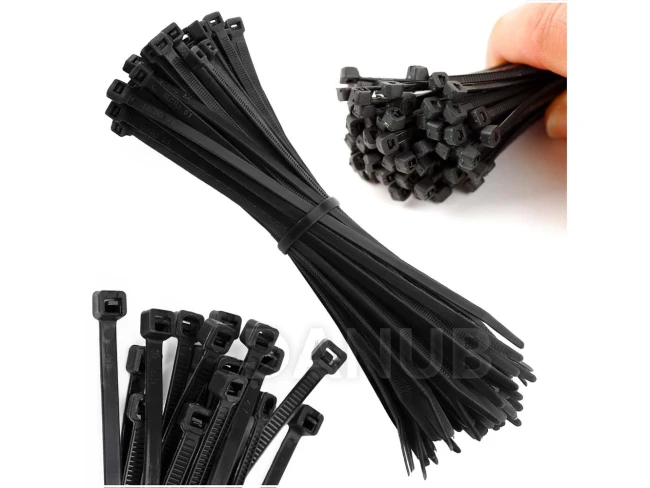 Rögzítőpántok – 100 db – 15 cm – fekete