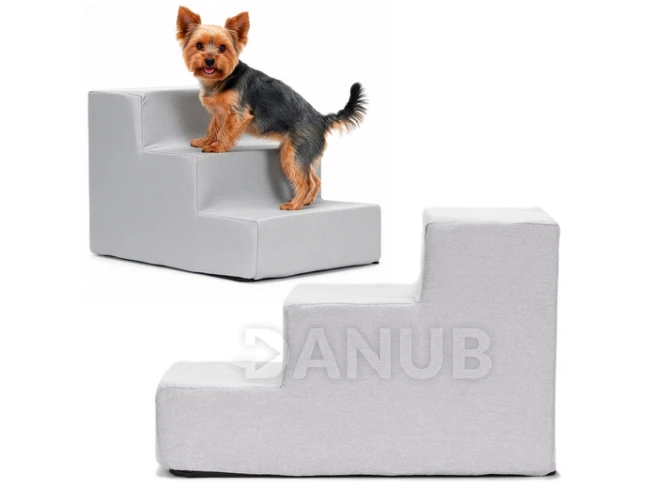 Kutyáknak való lépcső - 45x30x30 cm - 3 lépcsőfok - világosszürke