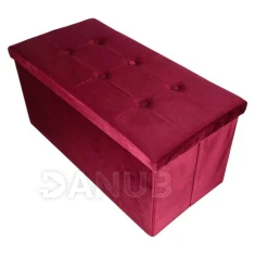 Összecsukható puff tárolóhellyel - 76 x 38 x 38 cm - bordó szín
