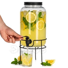 Üveg limonádás edény csappal és állvánnyal - 3,2l