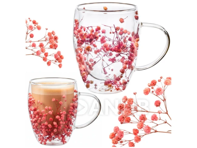 300 ml-es üvegpohár – művirágokkal
