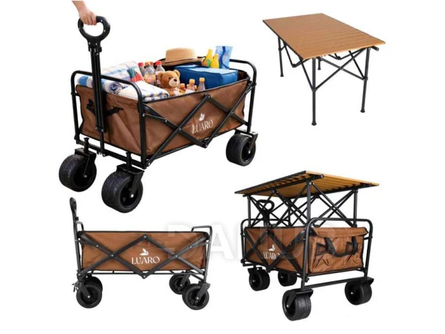 2 az 1-ben szállítókocsi és asztal – barna