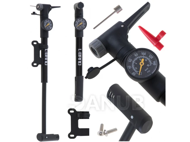 L-BRNO Kerékpárpumpa nyomásmérővel és kerékpártartóval 