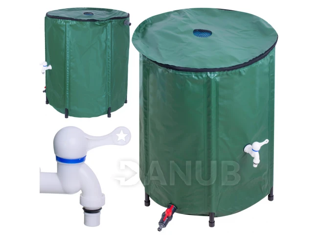 Összecsukható esővizes hordó csappal, 200 liter