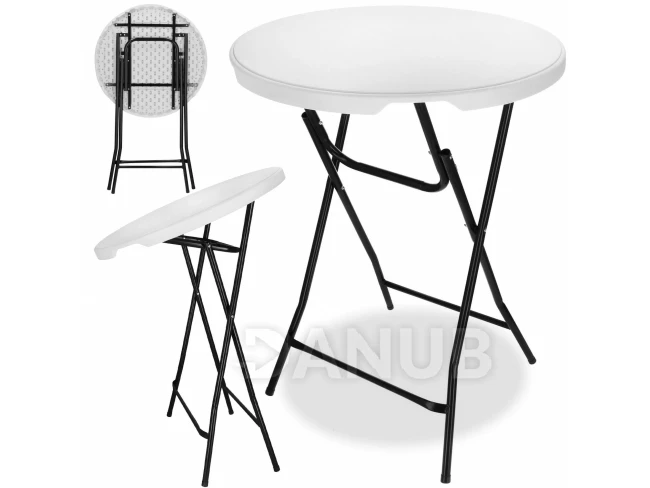 Összecsukható vendéglátóasztal - 110x80 cm - kerek - fehér/fekete