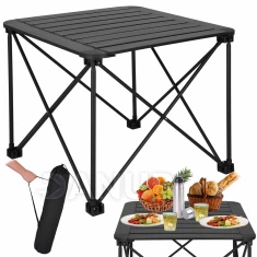 Túraasztal - összecsukható - 52,5x52,5x46 cm - fekete