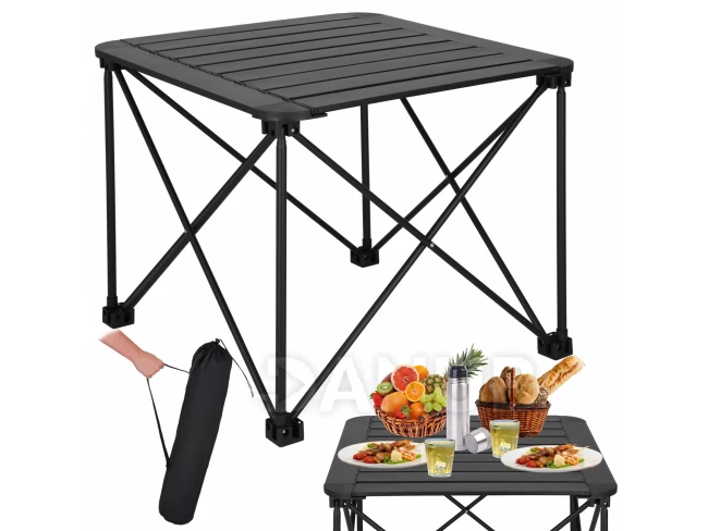 Túraasztal - összecsukható - 52,5x52,5x46 cm - fekete