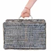 Piknikkosár tartozékokkal - termo - 42x27x20 cm - fonott - szürke