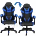 Játék-/iroda szék állítható háttámlával, forgatható - öko-bőr - fekete/kék