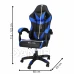 Játék-/iroda szék állítható háttámlával, forgatható - öko-bőr - fekete/kék