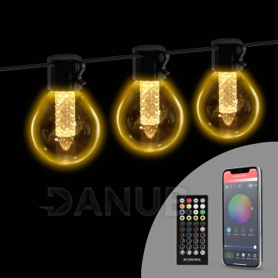 Okos fényfüzér - 100-240V - 25 db meleg fehér LED - 15 m - Bluetooth