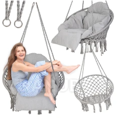 Függőfotel párnával 60x80x120 cm – szürke