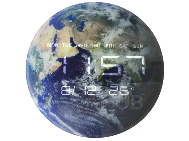 Planet Earth Falióra LED kijelzővel 32 cm kék