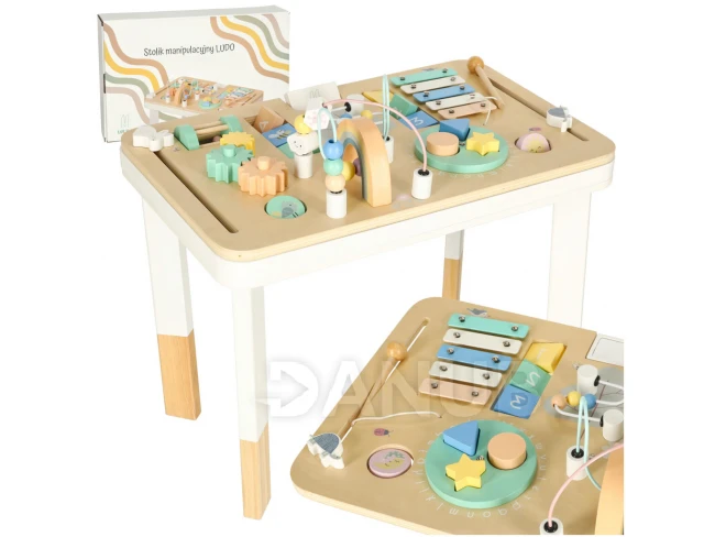 Színes Montessori interaktív asztal Lulilo - pasztell-türkiz 