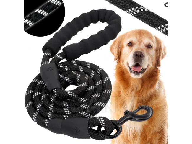 Kutyakiképző póráz - 3 m kötél 50 kg-ig - fekete