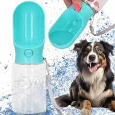 Vizes palack kutyáknak és macskáknak, itatóval és pórázzal - 340 ml