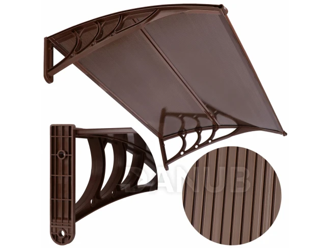 Bejárati ajtó előtető - 150x80 barna - barna/átlátszó