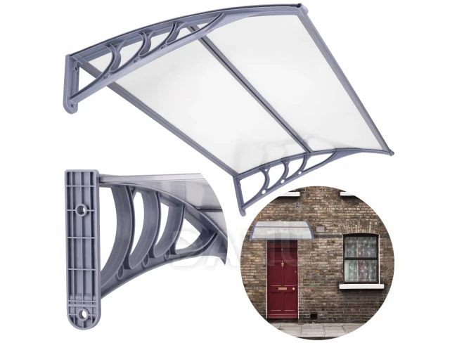 Bejárati ajtó előtető - 150x80 barna - szürke/átlátszó