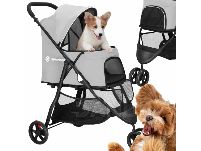 Kisállathordozó kocsi 15 kg-ig - fekete és szürke