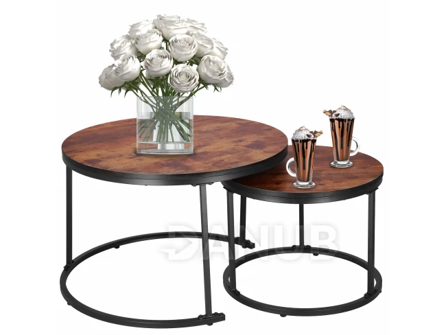 Dohányzóasztalok - 2 db - kerek - 70x47 cm és 50x39,5 cm