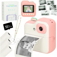 Gyerek instant fényképezőgép - 1GB - 24mpx - fehér és rózsaszín