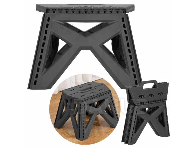 Multifunkcionális összecsukható zsámoly - magasság 23 cm - 100 kg-ig - szürke