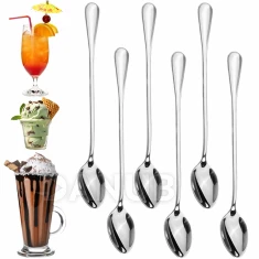 latte- és desszertkanalak - 6 darabos készlet - rozsdamentes acél - 19,7 cm - ezüst