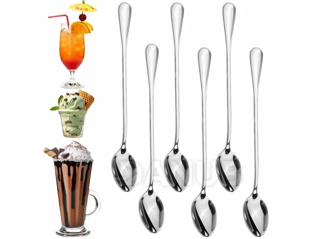 latte- és desszertkanalak - 6 darabos készlet - rozsdamentes acél - 19,7 cm - ezüst