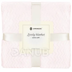 Kétoldalas plüss takaró 160x200cm - cikcakkos - púderrózsaszínű