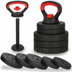 Kettlebell 10 kg-os, állítható súlykapacitással, 5 korongból álló készlet