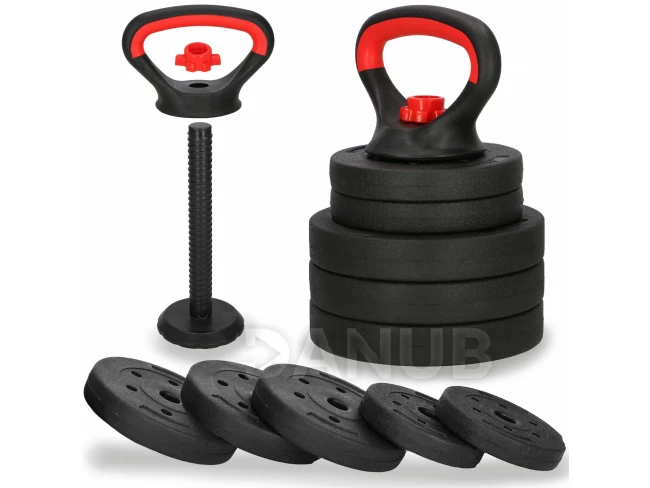 Kettlebell 10 kg-os, állítható súlykapacitással, 5 korongból álló készlet