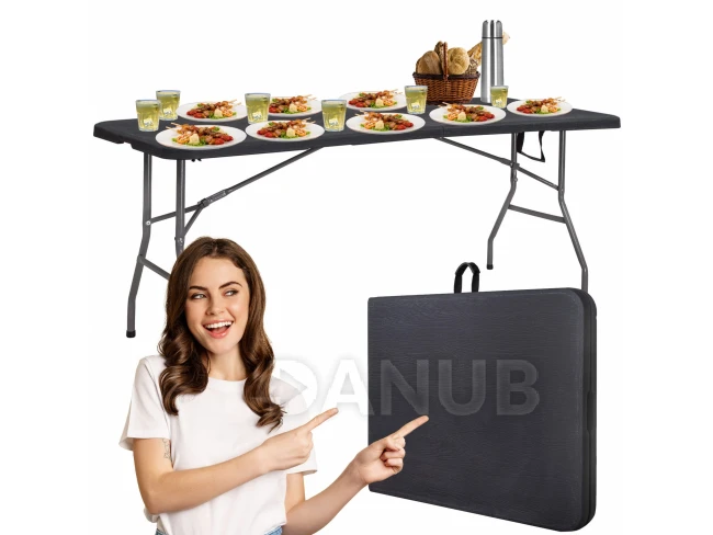 Összecsukható catering asztal - 180 cm - fekete