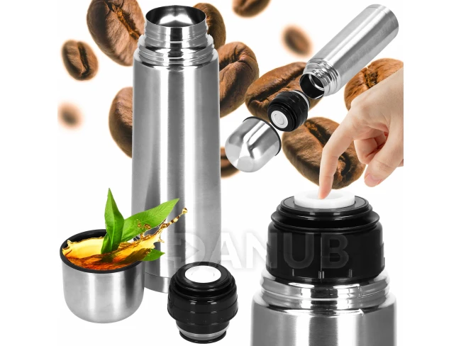 Rozsdamentes acél termosz kávéhoz és teához - ezüst - 750 ml