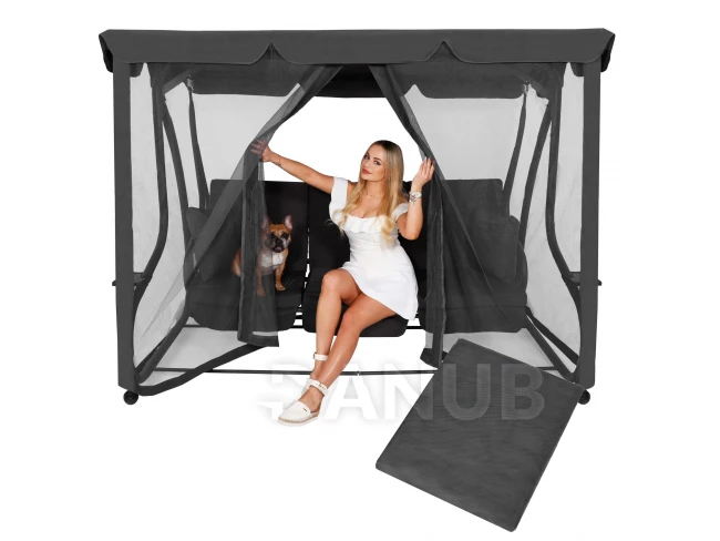 Szúnyogháló kerti hintához - sötétszürke