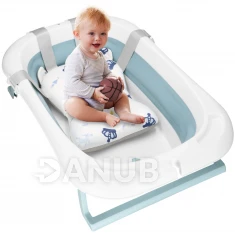 Összecsukható babakád csecsemőknek - 35L - hőmérővel és alátéttel - fehér és kék 