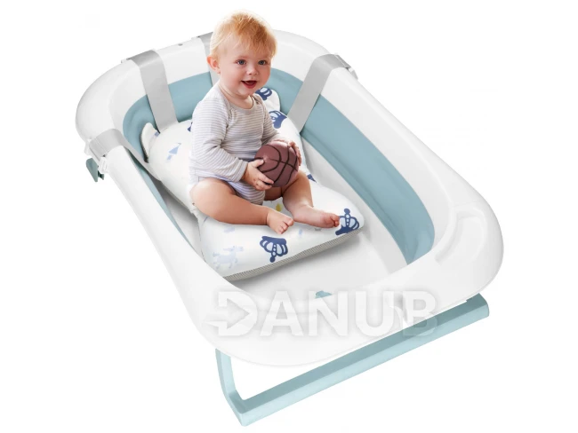 Összecsukható babakád csecsemőknek - 35L - hőmérővel és alátéttel - fehér és kék 