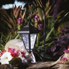 LED-es szolár lámpa - kandeláber - 80 cm - fekete - hidegfehér