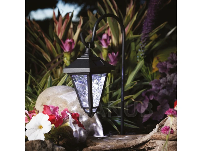 LED-es szolár lámpa - kandeláber - 80 cm - fekete - hidegfehér