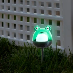 LED-es szolár lámpa - béka - hidegfehér - zöld - 150 x 50 x 50 mm