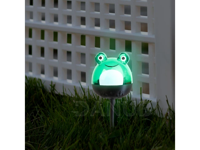 LED-es szolár lámpa - béka - hidegfehér - zöld - 150 x 50 x 50 mm