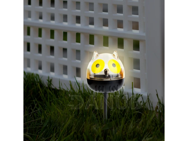 LED-es szolár lámpa - bagoly - hidegfehér - sárga - 150 x 50 x 50 mm