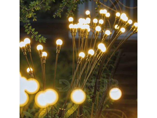 Leszúrható szolár lámpa - szentjánosbogár - 8 melegfehér LED - 70 cm