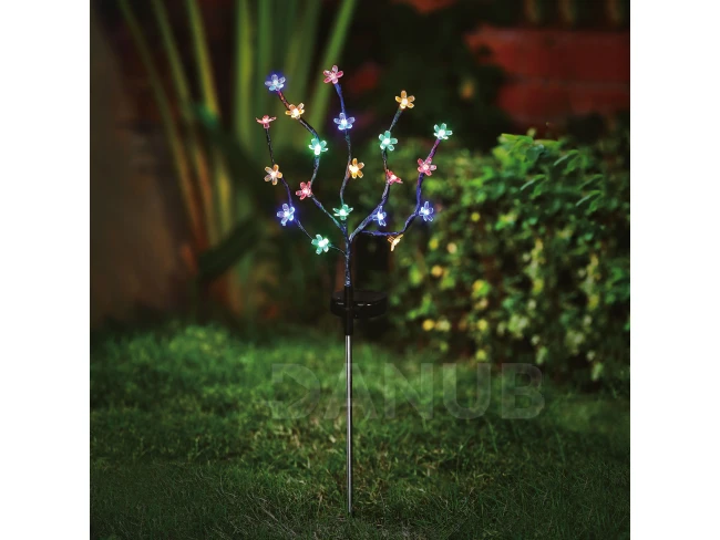 Leszúrható szolár virág - 20 színes LED - 65 cm