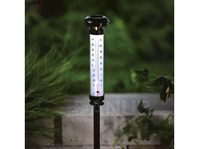 Szolár kerti hőmérő - hidegfehér LED - 6,3 x 44,5 cm