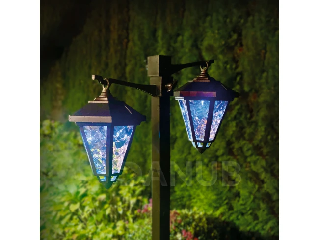 LED-es szolár lámpa - kandeláber - 137 cm - fekete - hidegfehér