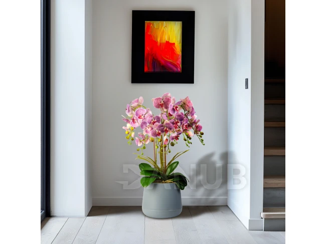 Műnövény dekoráció - orchidea - lila - 83 cm