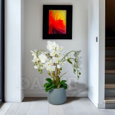 Műnövény dekoráció - orchidea - fehér - 83 cm