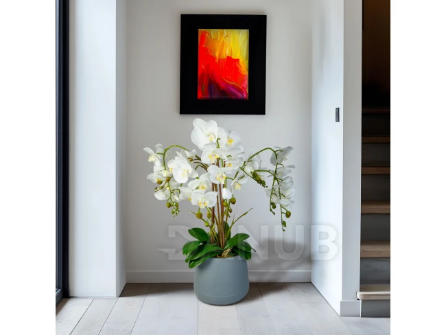 Műnövény dekoráció - orchidea - fehér - 83 cm
