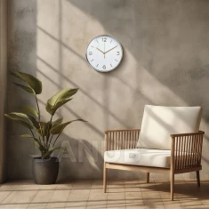 Falióra - 25 cm - műanyag, üveg - 1 x AA - fehér